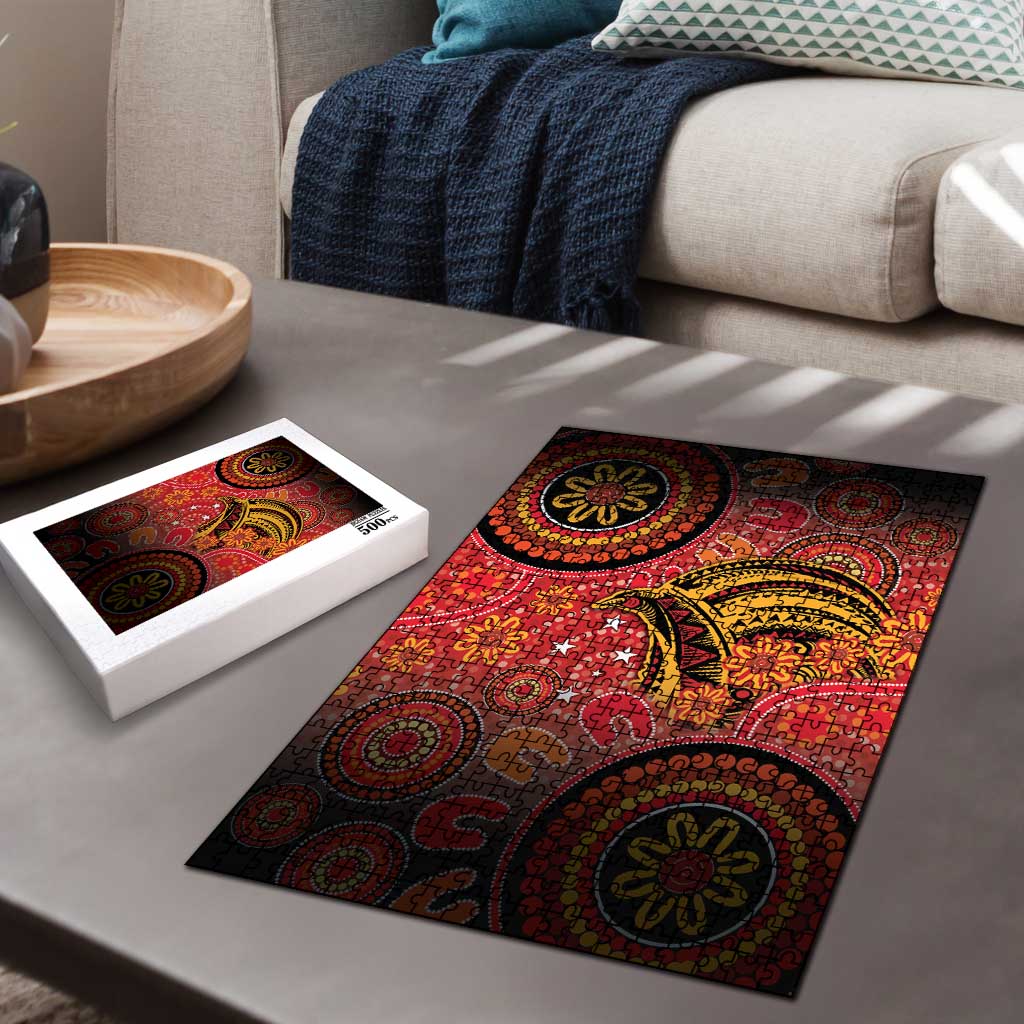 Papua New Guinea Puzzle Birds Of Paradise With Aboriginal Pattern LT05 - Polynesian Pride