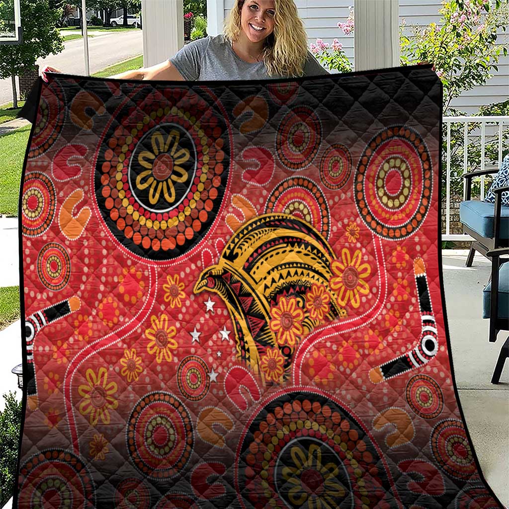 Papua New Guinea Quilt Birds Of Paradise With Aboriginal Pattern LT05 Red - Polynesian Pride