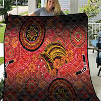 Papua New Guinea Quilt Birds Of Paradise With Aboriginal Pattern LT05 Red - Polynesian Pride