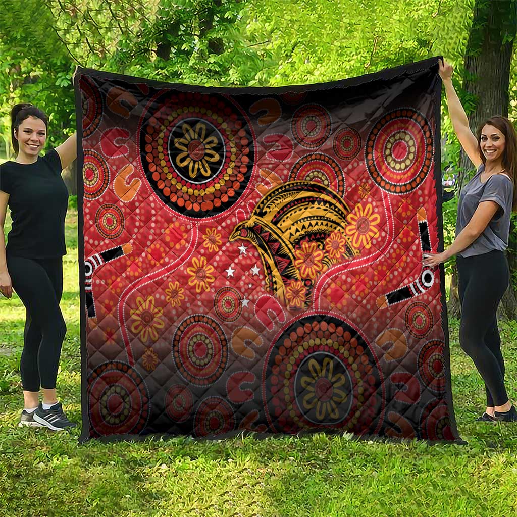 Papua New Guinea Quilt Birds Of Paradise With Aboriginal Pattern LT05 - Polynesian Pride