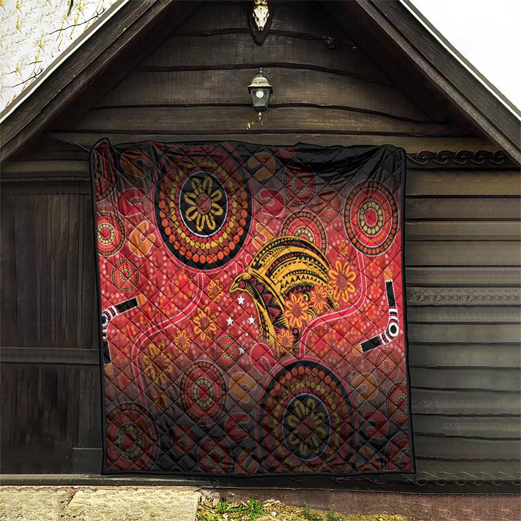 Papua New Guinea Quilt Birds Of Paradise With Aboriginal Pattern LT05 - Polynesian Pride
