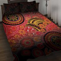 Papua New Guinea Quilt Bed Set Birds Of Paradise With Aboriginal Pattern LT05 Red - Polynesian Pride