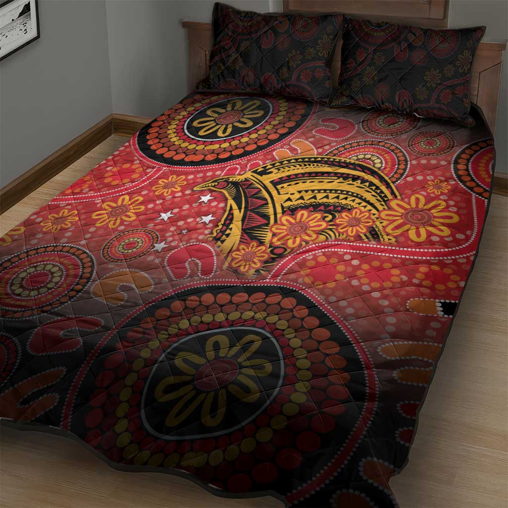 Papua New Guinea Quilt Bed Set Birds Of Paradise With Aboriginal Pattern LT05 - Polynesian Pride