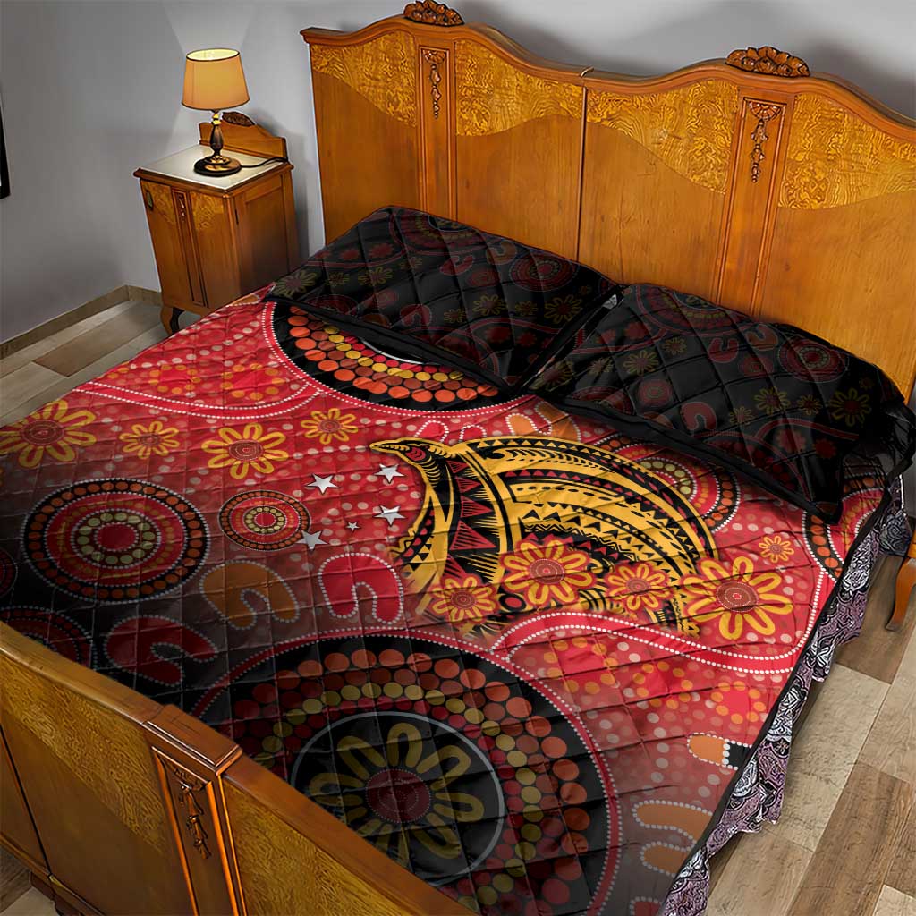 Papua New Guinea Quilt Bed Set Birds Of Paradise With Aboriginal Pattern LT05 - Polynesian Pride