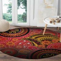 Papua New Guinea Round Carpet Birds Of Paradise With Aboriginal Pattern LT05 - Polynesian Pride