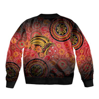 Papua New Guinea Sleeve Zip Bomber Jacket Birds Of Paradise With Aboriginal Pattern LT05 - Polynesian Pride