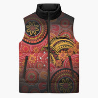 Papua New Guinea Sleeveless Puffer Jacket Birds Of Paradise With Aboriginal Pattern LT05 Unisex Red - Polynesian Pride