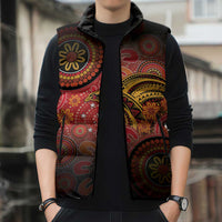 Papua New Guinea Sleeveless Puffer Jacket Birds Of Paradise With Aboriginal Pattern LT05 - Polynesian Pride
