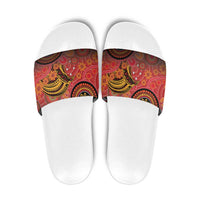 Papua New Guinea Slide Sandals Birds Of Paradise With Aboriginal Pattern LT05 Red - Polynesian Pride
