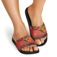 Papua New Guinea Slide Sandals Birds Of Paradise With Aboriginal Pattern LT05 - Polynesian Pride