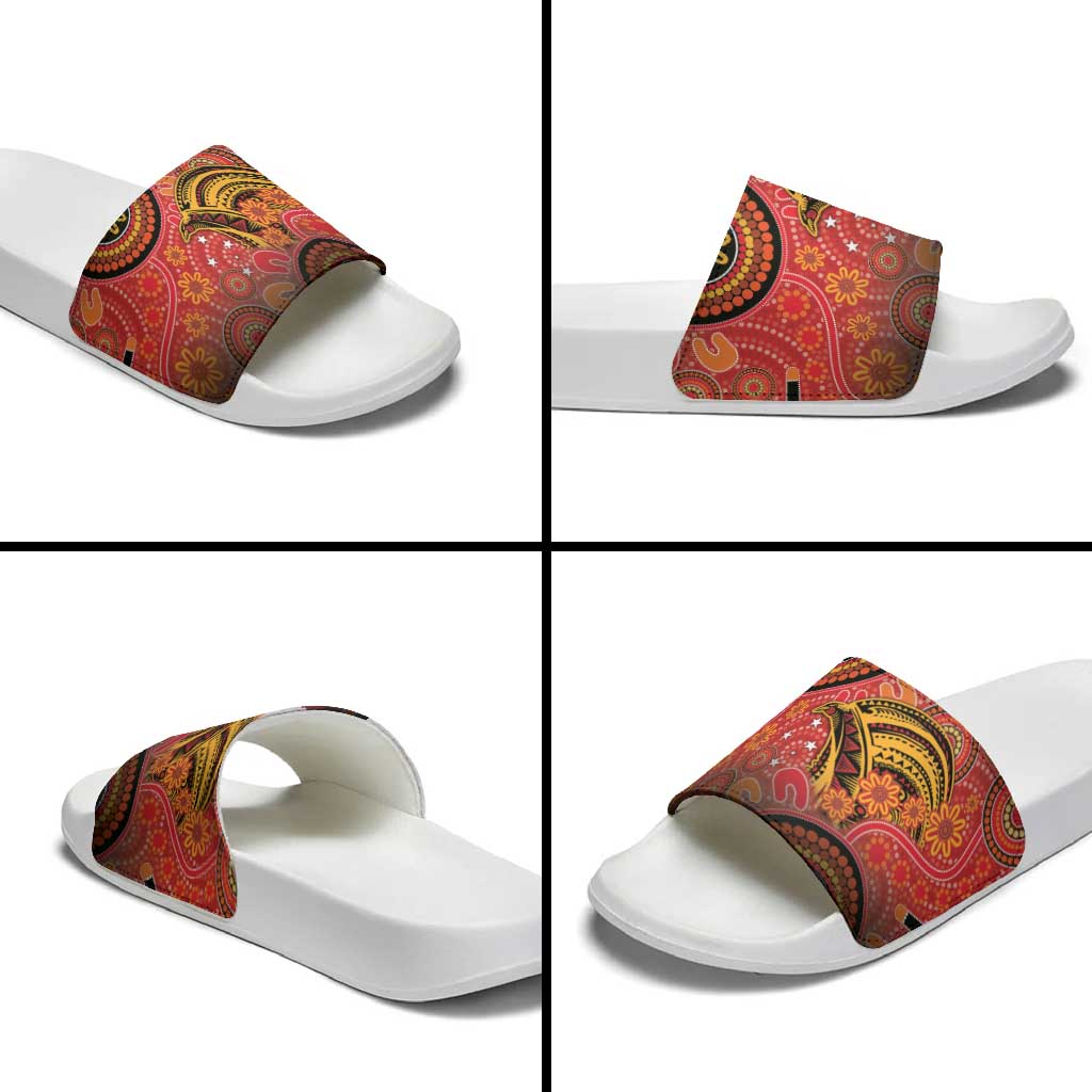 Papua New Guinea Slide Sandals Birds Of Paradise With Aboriginal Pattern LT05 - Polynesian Pride
