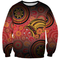 Papua New Guinea Sweatshirt Birds Of Paradise With Aboriginal Pattern LT05 Unisex Red - Polynesian Pride