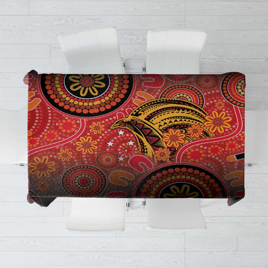 Papua New Guinea Tablecloth Birds Of Paradise With Aboriginal Pattern LT05 Red - Polynesian Pride