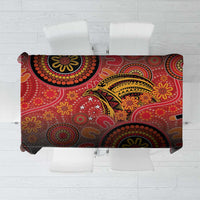 Papua New Guinea Tablecloth Birds Of Paradise With Aboriginal Pattern LT05 Red - Polynesian Pride