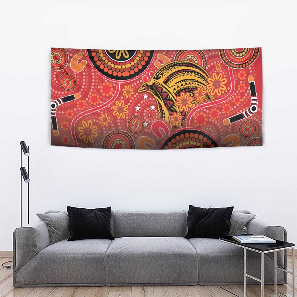 Papua New Guinea Tapestry Birds Of Paradise With Aboriginal Pattern LT05 - Polynesian Pride