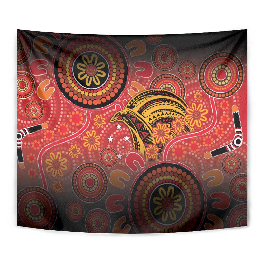 Papua New Guinea Tapestry Birds Of Paradise With Aboriginal Pattern LT05 - Polynesian Pride