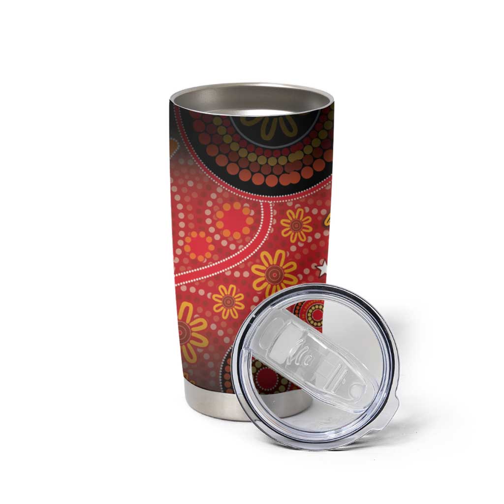 Papua New Guinea Tumbler Cup Birds Of Paradise With Aboriginal Pattern LT05 - Polynesian Pride