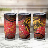 Papua New Guinea Tumbler Cup Birds Of Paradise With Aboriginal Pattern LT05 - Polynesian Pride