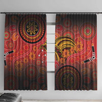 Papua New Guinea Window Curtain Birds Of Paradise With Aboriginal Pattern LT05 With Hooks Red - Polynesian Pride