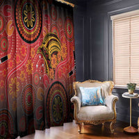 Papua New Guinea Window Curtain Birds Of Paradise With Aboriginal Pattern LT05 - Polynesian Pride