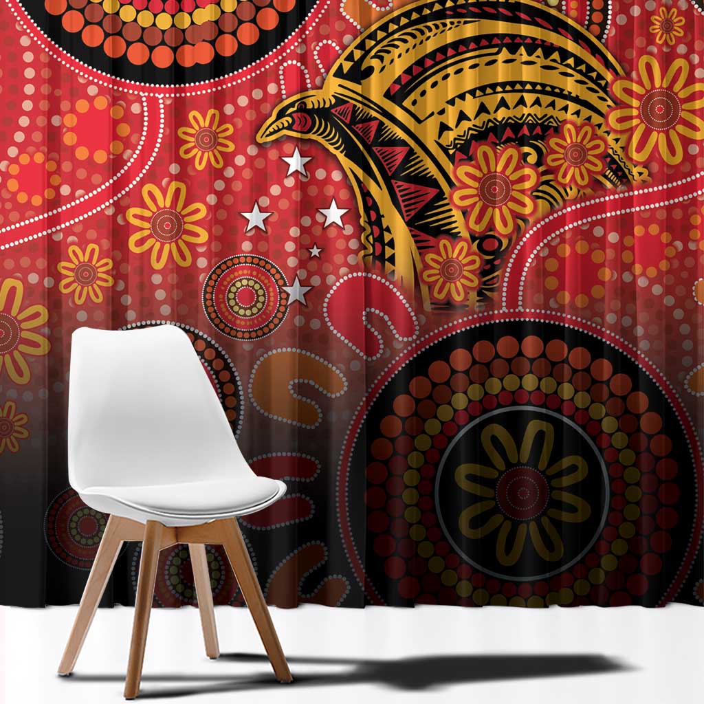 Papua New Guinea Window Curtain Birds Of Paradise With Aboriginal Pattern LT05 - Polynesian Pride