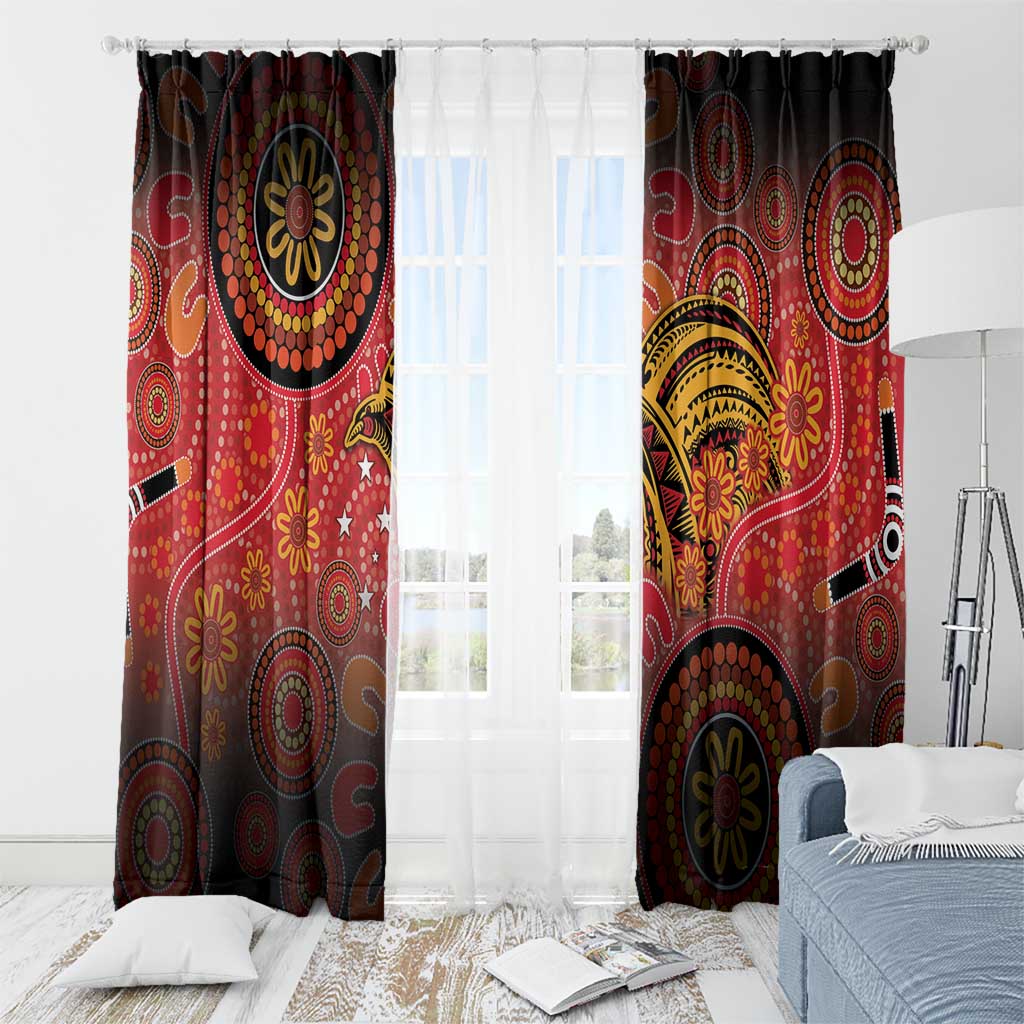 Papua New Guinea Window Curtain Birds Of Paradise With Aboriginal Pattern LT05 - Polynesian Pride