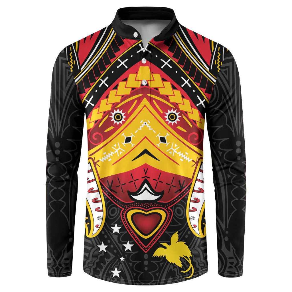 Papua New Guinea Independence Day Button Sweatshirt Tribal Mask LT05 Red - Polynesian Pride