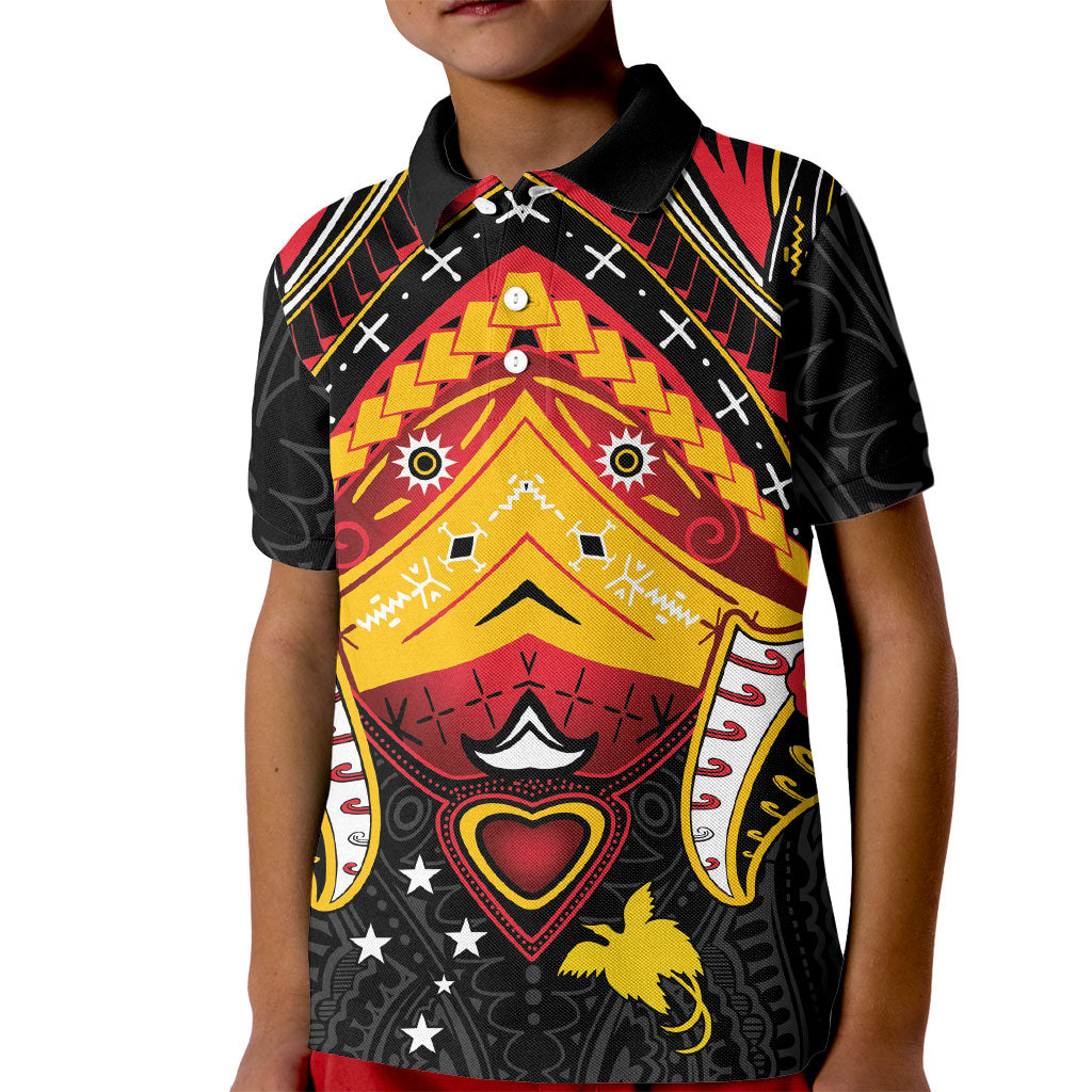 Papua New Guinea Independence Day Kid Polo Shirt Tribal Mask LT05 Kid Red - Polynesian Pride