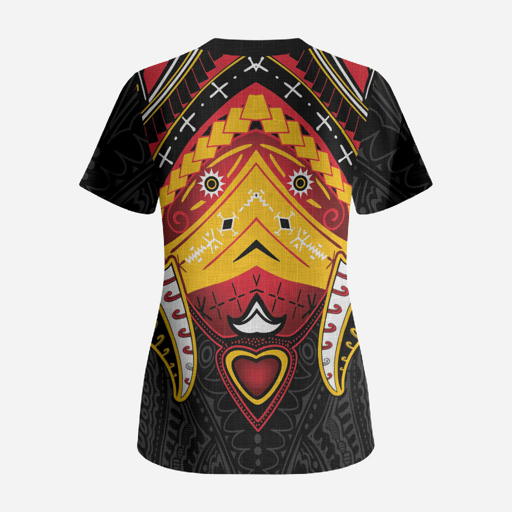 Papua New Guinea Independence Day Scrub Top Tribal Mask LT05 - Polynesian Pride