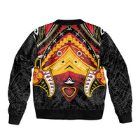 Papua New Guinea Independence Day Sleeve Zip Bomber Jacket Tribal Mask LT05 - Polynesian Pride