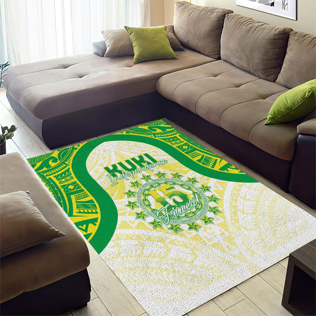 Kuki Independence 2026 Area Rug Cook Islands 15 Finest White Version LT05 - Polynesian Pride
