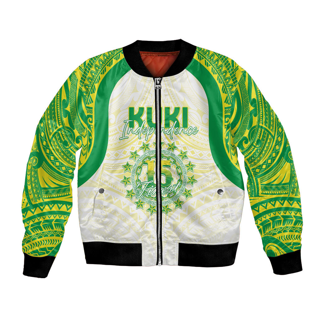 Kuki Independence 2026 Bomber Jacket Cook Islands 15 Finest White Version LT05 Unisex White - Polynesian Pride