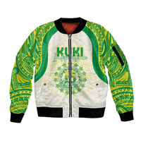 Kuki Independence 2026 Sleeve Zip Bomber Jacket Cook Islands 15 Finest White Version LT05 Unisex White - Polynesian Pride