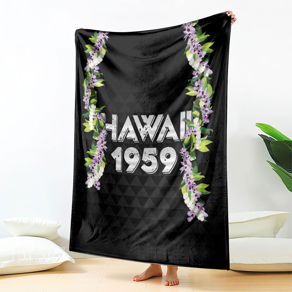 Hawaii Statehood Day Blanket Kakau Pattern With Maile Pikake Honohono Lei LT05 - Polynesian Pride