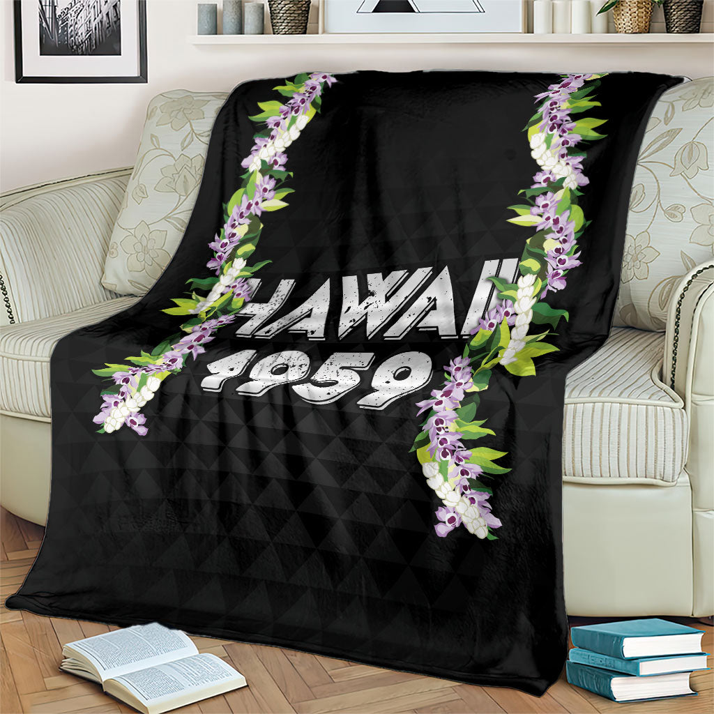 Hawaii Statehood Day Blanket Kakau Pattern With Maile Pikake Honohono Lei LT05 - Polynesian Pride