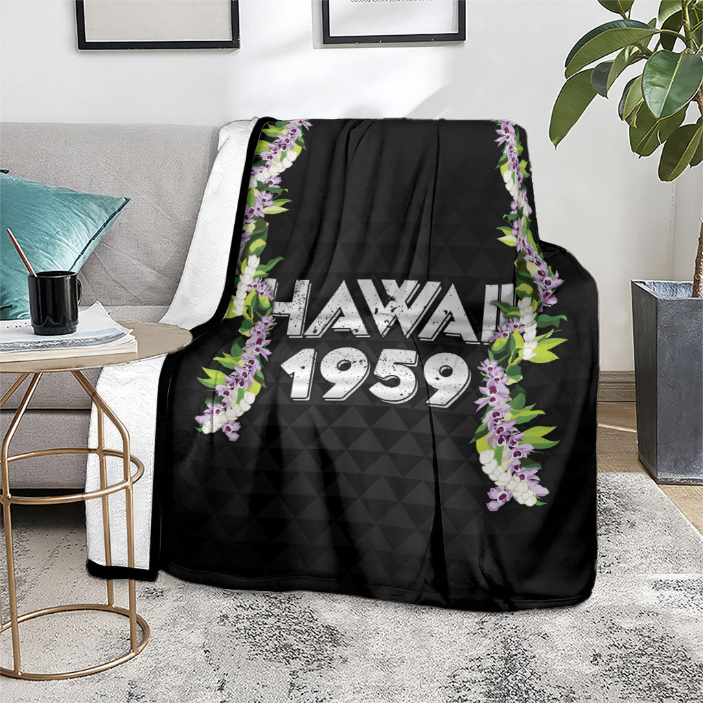 Hawaii Statehood Day Blanket Kakau Pattern With Maile Pikake Honohono Lei LT05 - Polynesian Pride