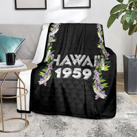 Hawaii Statehood Day Blanket Kakau Pattern With Maile Pikake Honohono Lei LT05 - Polynesian Pride