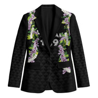 Hawaii Statehood Day Blazer Kakau Pattern With Maile Pikake Honohono Lei LT05 Unisex Black - Polynesian Pride