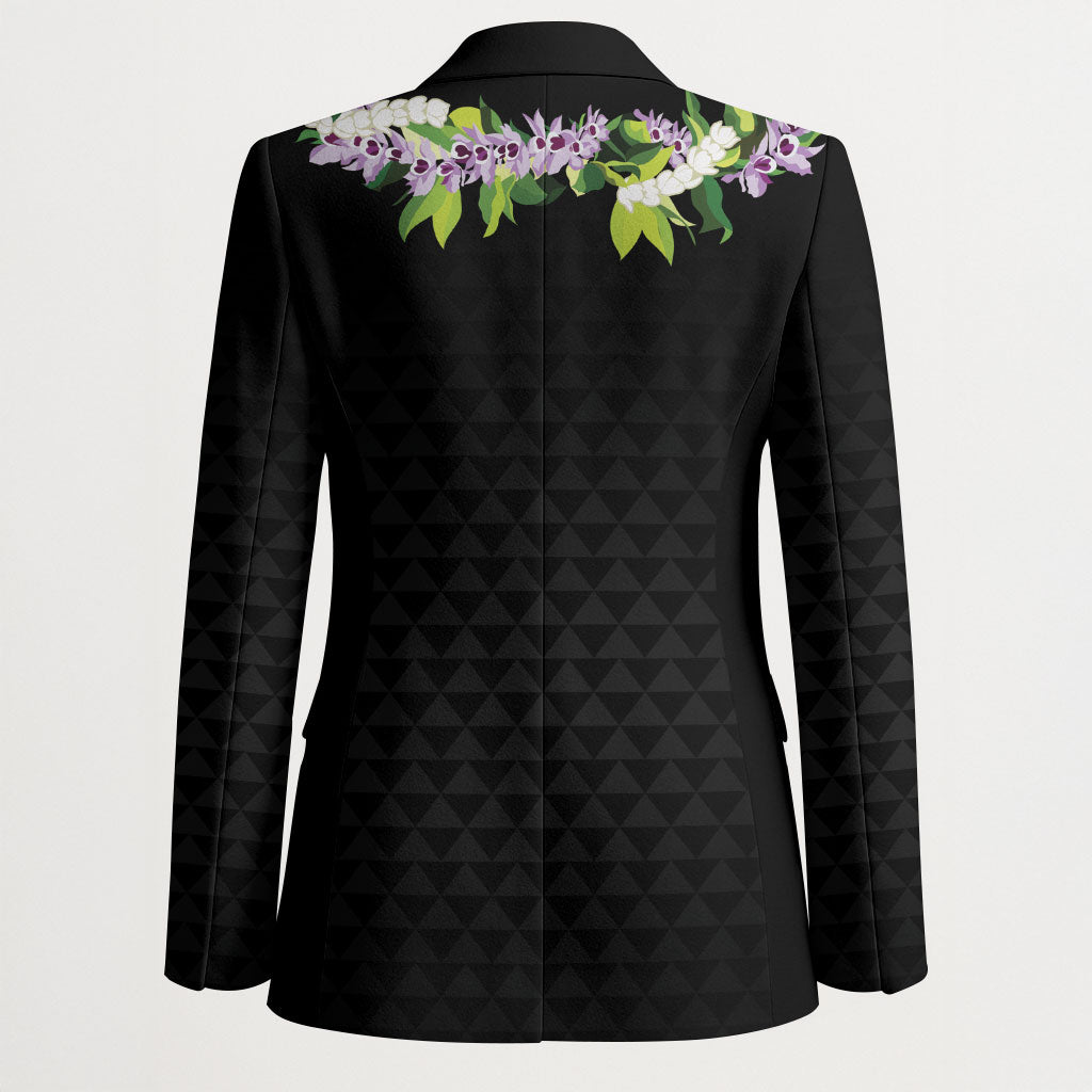 Hawaii Statehood Day Blazer Kakau Pattern With Maile Pikake Honohono Lei LT05 - Polynesian Pride
