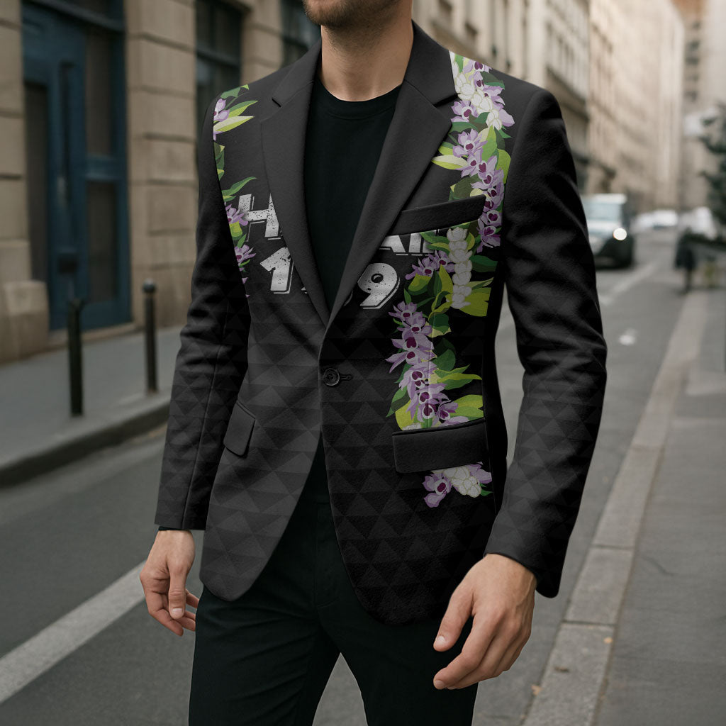 Hawaii Statehood Day Blazer Kakau Pattern With Maile Pikake Honohono Lei LT05 - Polynesian Pride