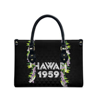 Hawaii Statehood Day Leather Bag Kakau Pattern With Maile Pikake Honohono Lei LT05 - Polynesian Pride