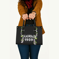 Hawaii Statehood Day Leather Bag Kakau Pattern With Maile Pikake Honohono Lei LT05 - Polynesian Pride
