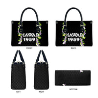 Hawaii Statehood Day Leather Bag Kakau Pattern With Maile Pikake Honohono Lei LT05 - Polynesian Pride