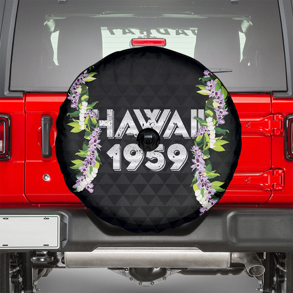 Hawaii Statehood Day Spare Tire Cover Kakau Pattern With Maile Pikake Honohono Lei LT05 - Polynesian Pride
