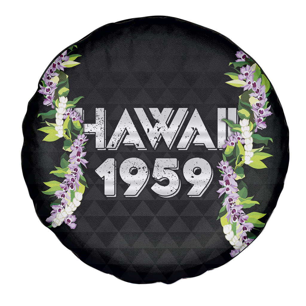 Hawaii Statehood Day Spare Tire Cover Kakau Pattern With Maile Pikake Honohono Lei LT05 - Polynesian Pride