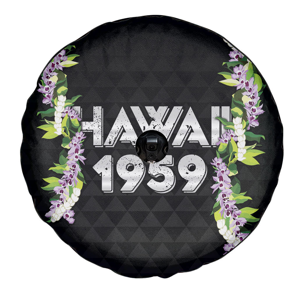 Hawaii Statehood Day Spare Tire Cover Kakau Pattern With Maile Pikake Honohono Lei LT05 - Polynesian Pride