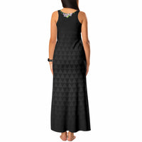 Hawaii Statehood Day Tank Maxi Dress Kakau Pattern With Maile Pikake Honohono Lei LT05 - Polynesian Pride