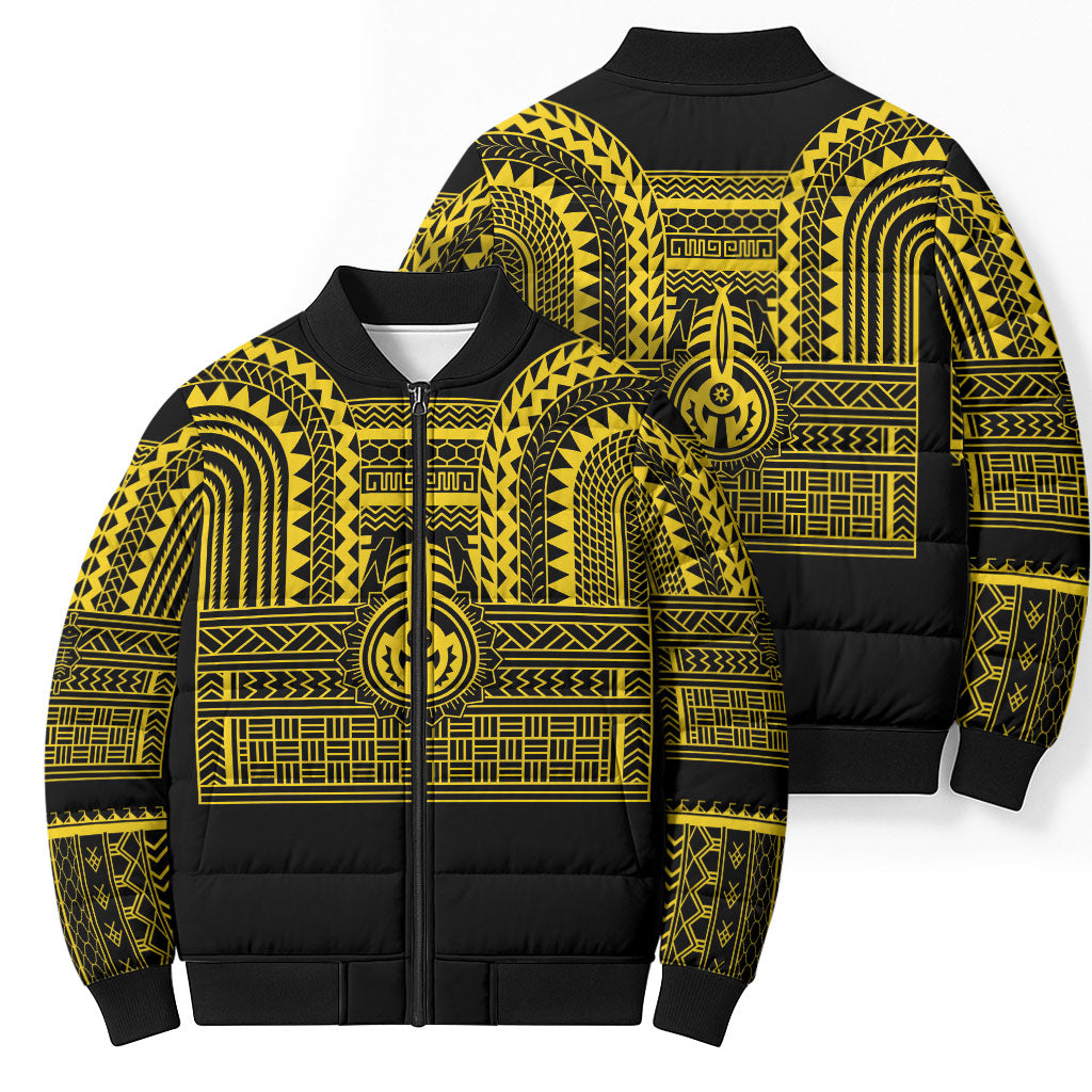 Philippines Filipinos Bomber Puffer Jacket Igorot Tribal Pattern Black LT05 - Polynesian Pride