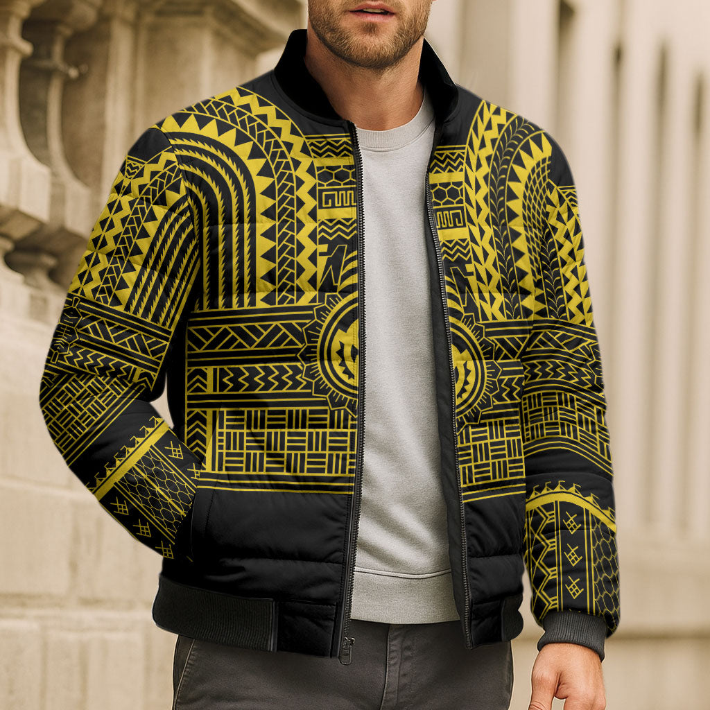Philippines Filipinos Bomber Puffer Jacket Igorot Tribal Pattern Black LT05 - Polynesian Pride