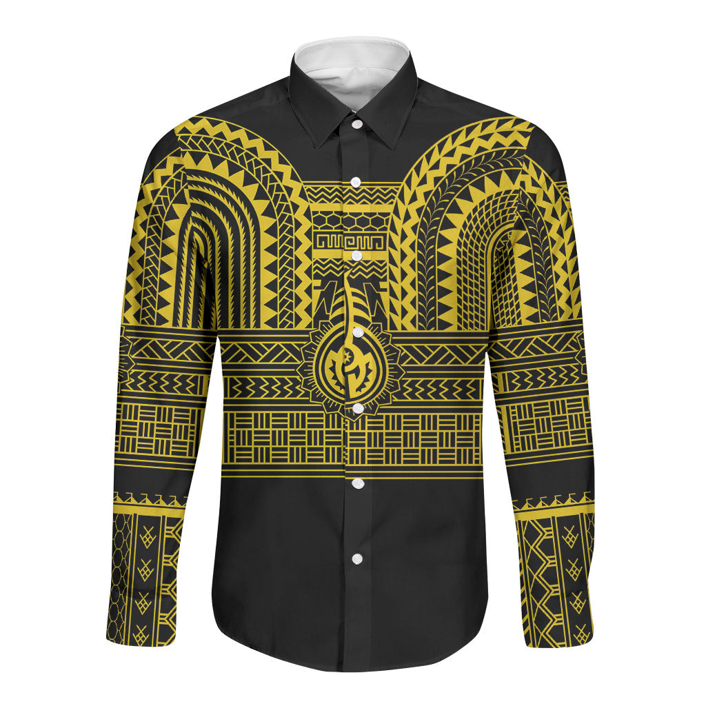 Philippines Filipinos Long Sleeve Button Shirt Igorot Tribal Pattern Black LT05 Unisex Black - Polynesian Pride
